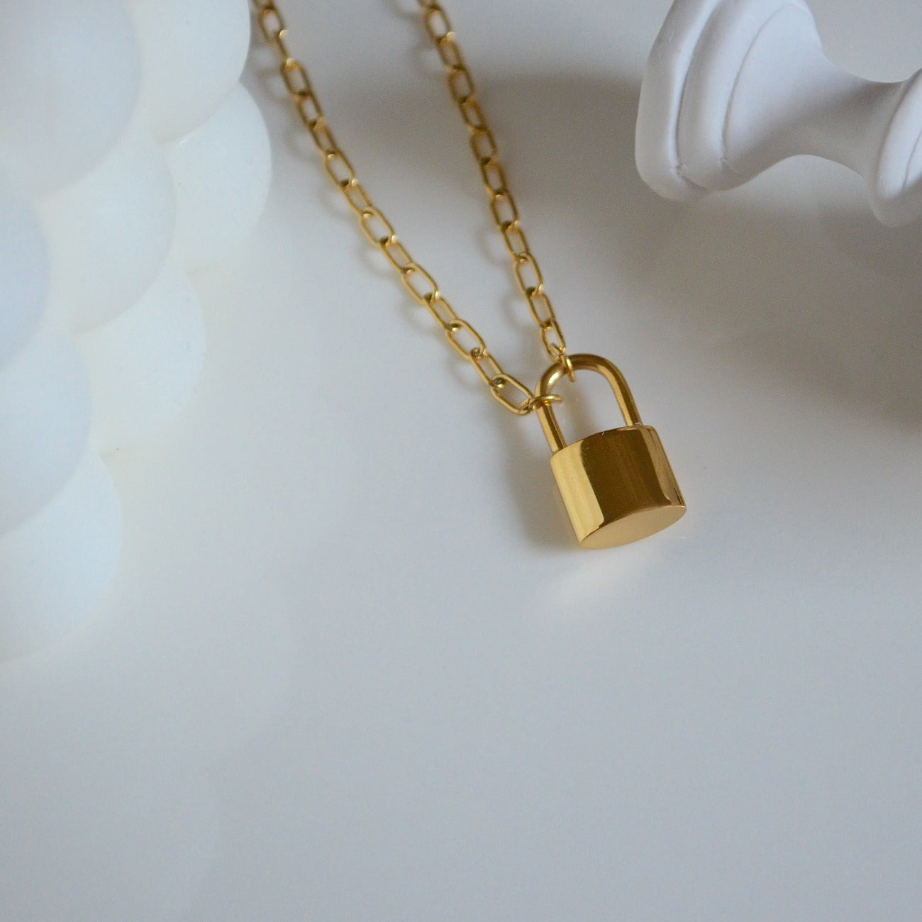 Gold Padlock Statement Necklace Minimal Lock Necklace for 