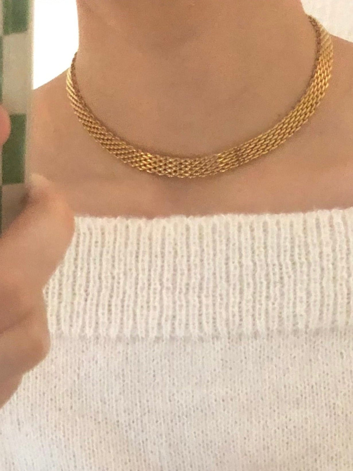 18K Gold Chunky Choker Chain, Bold Flat Chain Choker 18K Gold Plated, Big Chunky Necklace, Thick Snake Chain, Waterproof, Tarnish-resistant, 	minimalism necklace,	Chunky Wide Chain, Thick Link Choker, Flat Chain Choker, Thick Snake Chain